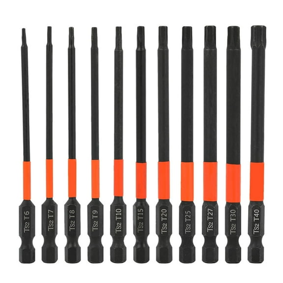 11Pcs Magnetic Hex Screwdriver Bit Set 100mm Long Alloy Steel for Woodworking