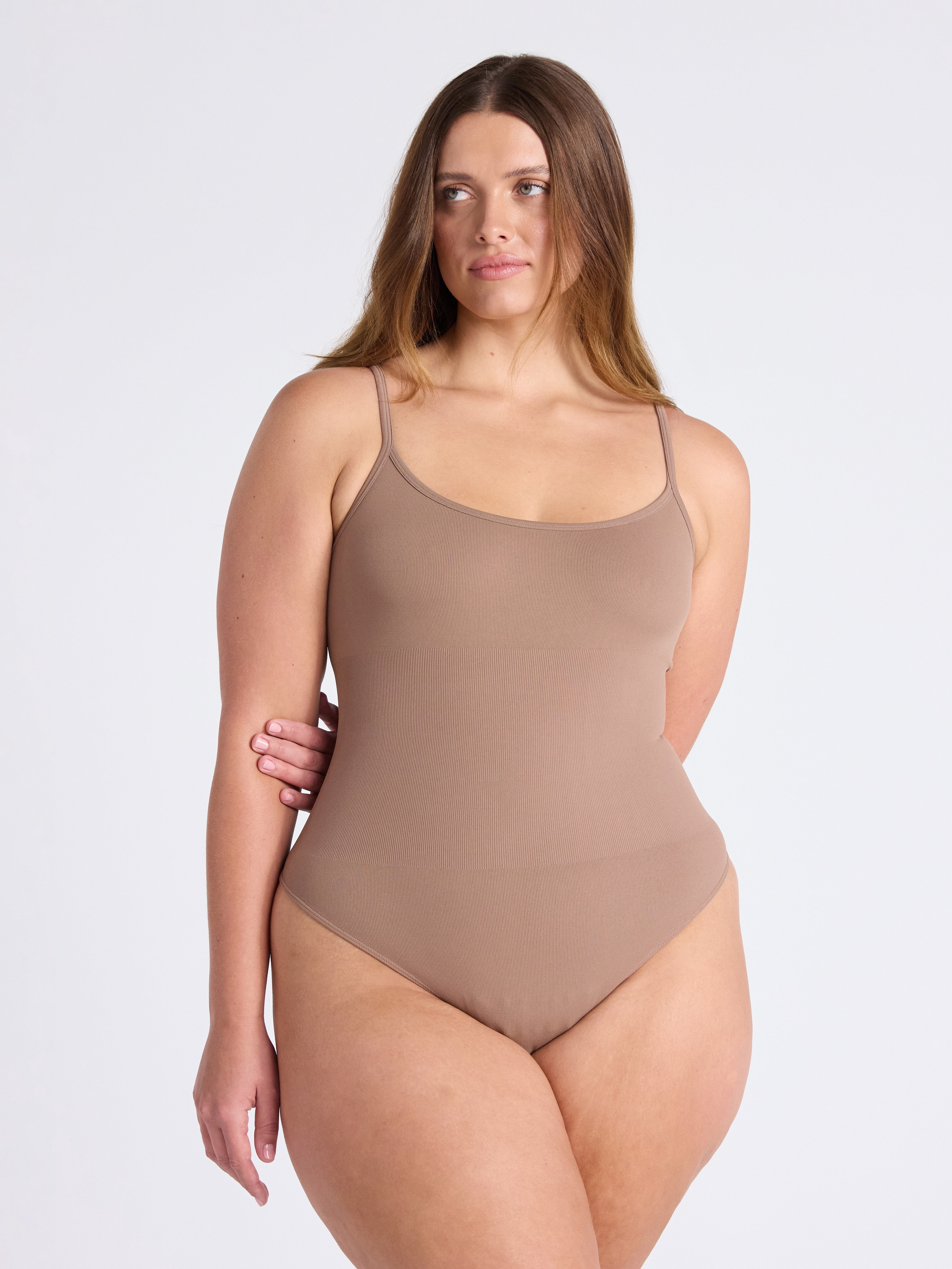Joyspun Women's Seamless Shaping Ribbed Cami Bodysuit, 2-Pack, Sizes XS-XXXL