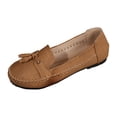 thumbnail image 6 of Womens Suede Penny Loafers Fashion Fringe Round Toe Stitching Flat Walking Shoes Lightweight Moccasins Driving Shoes Brown Size 9.5, 6 of 7