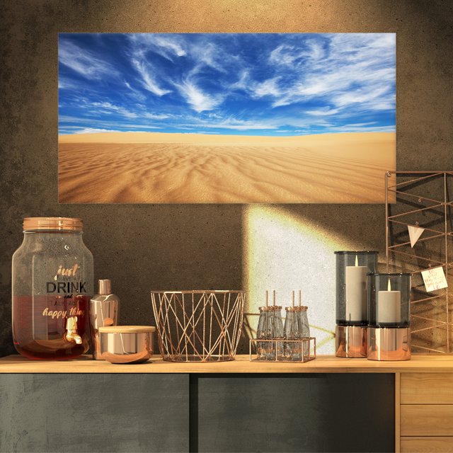 Desert with Exotic Blue Sky Over - Modern Landscape Wall Art Canvas