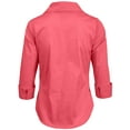 thumbnail image 3 of J. METHOD Women's Button Down Shirt 3/4 Sleeve Roll Up Stretch Collar Office Work Formal Casual Basic Blouse Top NEWT01 Coral 2X, 3 of 6