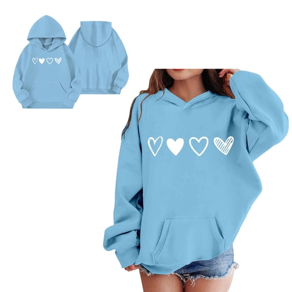 Toddler Hoodie for Girls Valentines Sweatshirt Long Sleeve Heart Sweatshirts Crewneck Sweatshirt Pullover 3-4 Years Girl Clothes