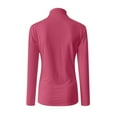 thumbnail image 7 of Rigardu Women Casual Solid Long Sleeve Mock Turtleneck Blouse Tops Slim Fit Stretchy Layer Tee Shirts Hot Pink + XL, 7 of 7