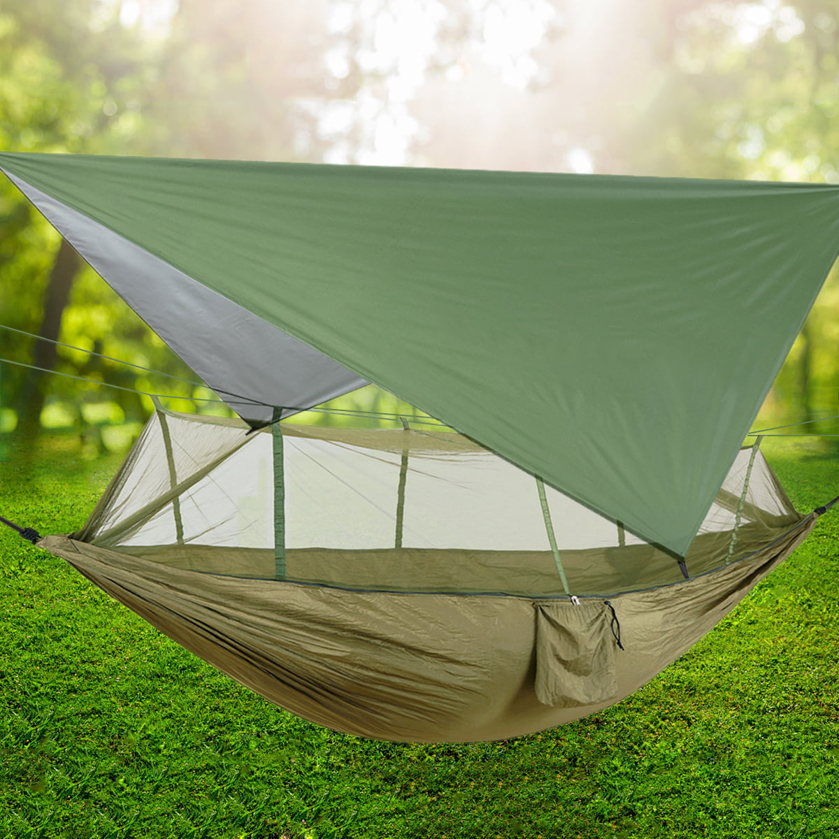 Night Cat Camping Hammock Tent with Mosquito Net and Rain Fly for One Person Waterproof Breathable Portable for Hiking Fishing Outdoors Garden 
