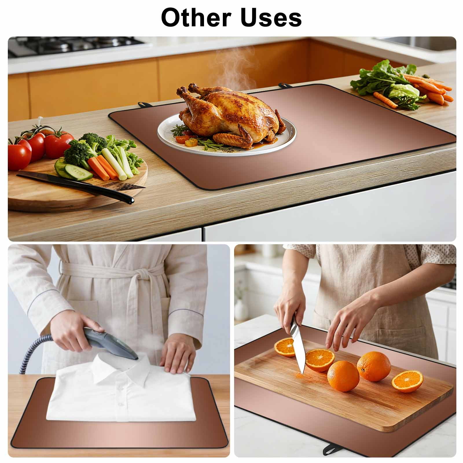 Chocolate Ombre Stove Top Cover for Electric Stove, Heat-proof & Non Slip Glass Top Stove Cover Protector, Modern Gradient Abstract Art Kitchen Flat Cooktop Rubber Mat 28.5x20.5 Inches