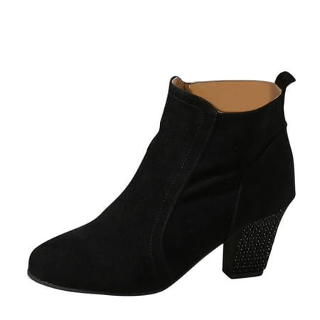 

Qufokar Knee High Boot Socks for Women Born Boots Women Low Heel Fashion Autumn And Winter Women Ankle Boots Middle Heel Thick Heel Solid Color Suede Side Zipper Comfortable Leisure