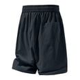 thumbnail image 4 of Linen Shorts for Men 13 Inch Inseam Men's Outdoor Workout Shorts, Plus Size Elastic Waist Breathable Shorts with Zip Pocket, Lightweight Sports Casual Short Pants Black 4XL, 4 of 6