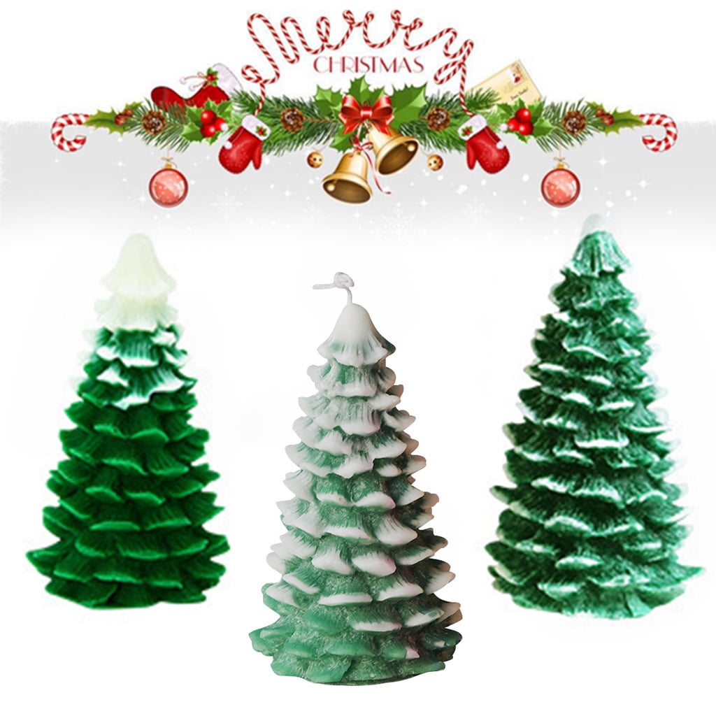 2pcs/set 3D Christmas Tree Silicone Candle Mold Soap Clay Making DIY Cake Decorating Baking Mould Tool