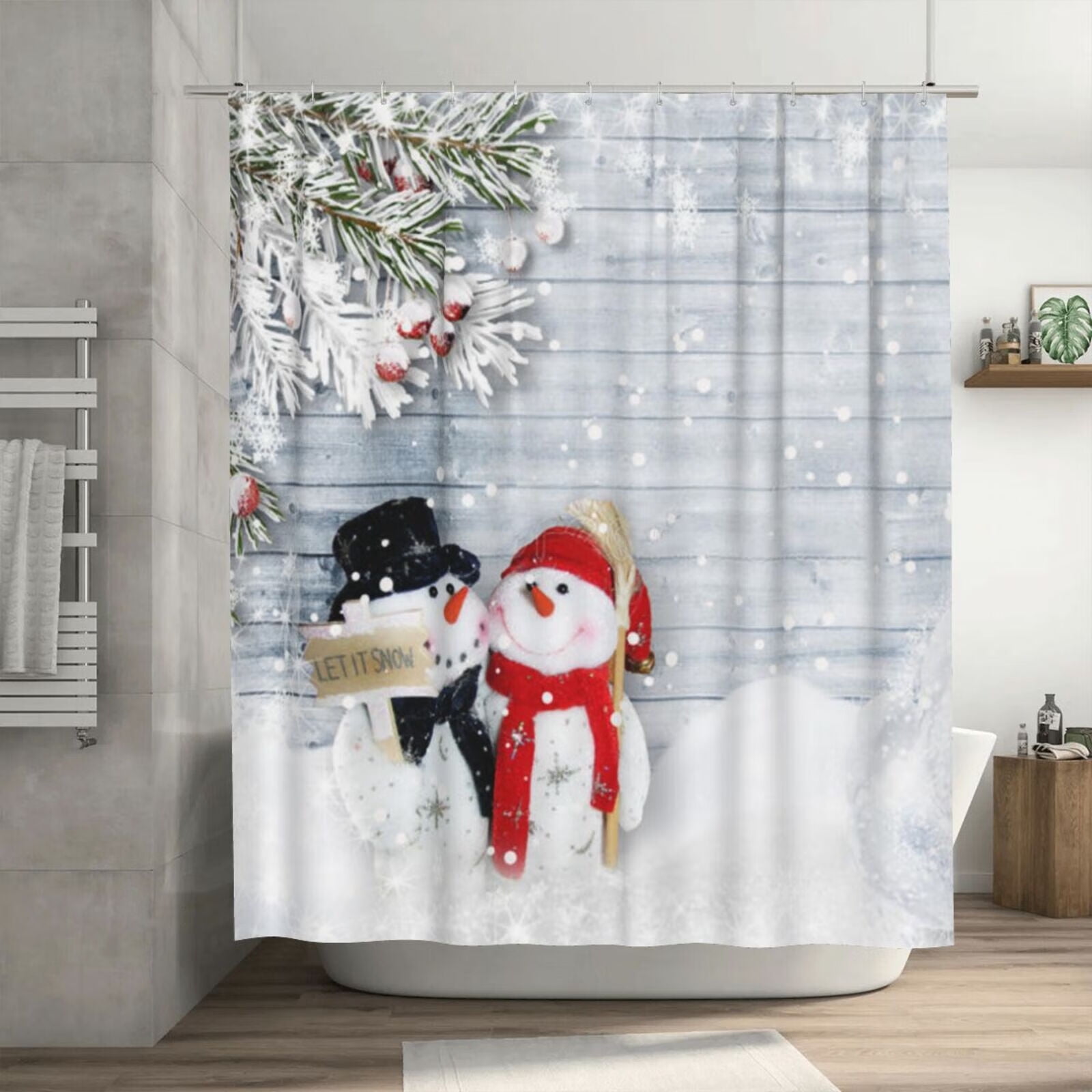 Gingerbread Christmas Wishes Shower Curtain Bathroom Accessories Light  Gingerbread Christmas Family Xmas Gingerbread Men Papa Noel 