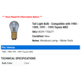 thumbnail image 2 of Tail Light Bulb - Compatible with 1985 - 1989, 1991 - 1995 Toyota MR2 1986 1987 1988 1992 1993 1994, 2 of 2