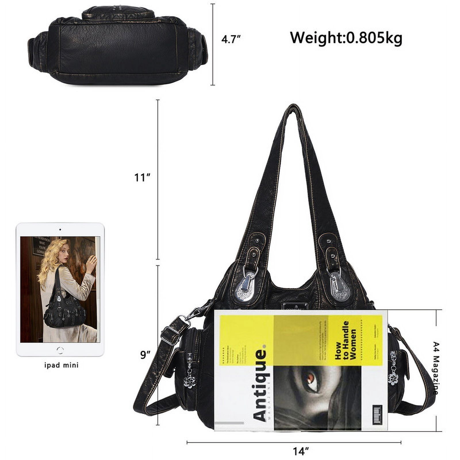 Angel Kiss for Women Large capacity Vegan Leather wallet and Handbags Crossbody Purses Multi pocket shoulder bag