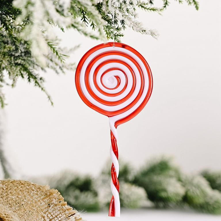 16 Pieces Candy Cane Christmas Tree Decorations Peppermint Hanging Ornaments Fake Candy Christmas Ornaments Red and White Plastic Christmas Ornaments