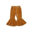 thumbnail image 3 of Musuos Children Autumn Velvet Flare Pants 1-6T Solid Color Elastic Waistband High Waist Vintage Trousers, 3 of 9