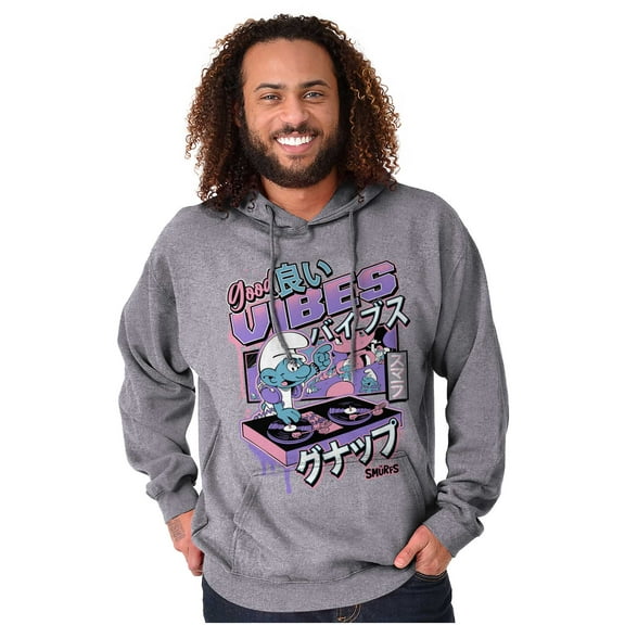 The Smurfs Cool Kanji DJ Comic Panels Unisex Plus Size Hoodie Brisco Brands 2X