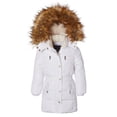 thumbnail image 2 of Girls Fleece Lined Quilted Midlength Winter Puffer Jacket Zip-Off Sherpa Hood - Cream (7/8), 2 of 7