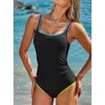 thumbnail image 2 of Asoul Ribbed One Piece Color Blocked Swimsuits for Womens Slimming Swimwears Tummy Control Swimming Suits Monokini Bathing Suits, 2 of 8