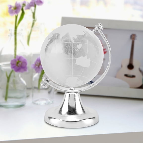 ACOUTO Home Decor,Round Earth Globe World Map Crystal Glass Ball Sphere Home Office Decor Gift, Crystall Glass