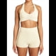 thumbnail image 1 of Conjuntos Entrenamiento para Mujer 2 Piezas,Sujetador Deportivo con Cuello Halter y Arrugas,Pantalones Cortos Ciclista Cintura Alta,Ropa Ejercicio para Gimnasio Yoga Albaricoque M, 1 of 9