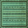 thumbnail image 1 of Ahgly Company Machine Washable Indoor Square Abstract Turquoise Blue Modern Area Rugs, 3' Square, 1 of 4