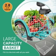24/26'' Adult Tricycles for Women, Men with Big Basket, 7 Speed 3 Wheel Bikes for Adults, Low-Step Through Frame Tricycle for Adults Seniors, Stable and Safe