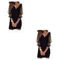 thumbnail image 3 of Vestido corto de manga larga Qarigey mujer verano S M L XL XXL 3XL 4XL 5XL rosa dorado Negro, 3 of 6