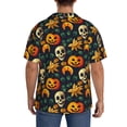 thumbnail image 3 of Rateoe Halloween Skull Pattern Men's Short Sleeve Classic Shirt, Casual Short-Sleeved Shirt, Lightweight Summer Shirt, Cuban Collar Shirt,Button-Front Shirt-3X-Large, 3 of 5