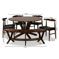 thumbnail image 6 of Baxton Studio Berlin Mid-Century Modern Black Faux Leather Upholstered Walnut Finished 6-Piece Wood Dining Set, 6 of 11