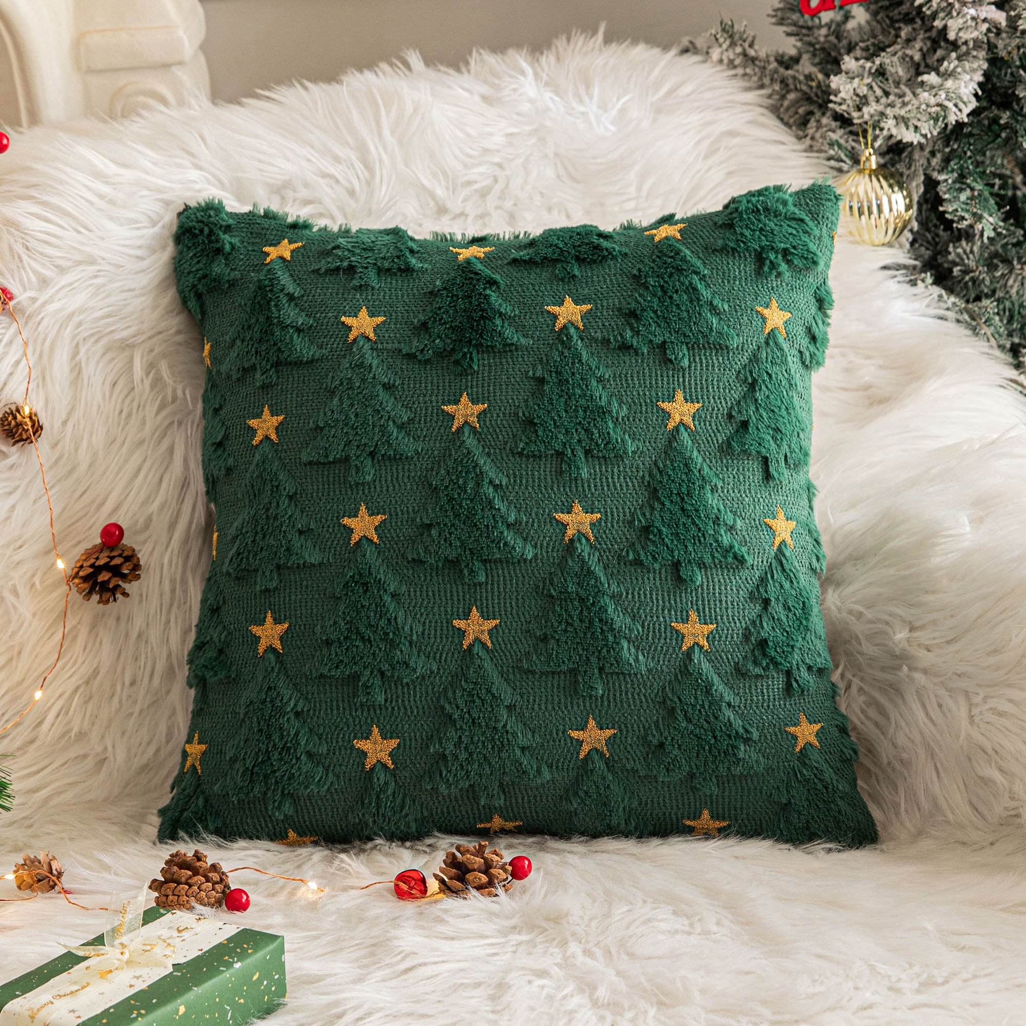 Aqothes Christmas Tree Throw Pillow Covers Set of 2 photo 6