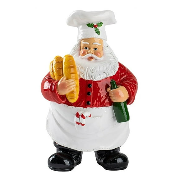 TNSAWRRYOE Christmas Santa Chef Figurines Resin Tabletop Decor for Home,Dining Room&Kitchen(Chef Santa Claus Takes Bread)