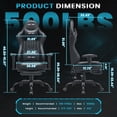thumbnail image 3 of JONPONY Big and Tall 500lbs Gaming Chair with Bluetooth Speakers, Gamer Chair with Footrest and Lumbar Support & 360-Swivel Seat, Ergonomic Gamer Chair with Headrest, Black, 3 of 9
