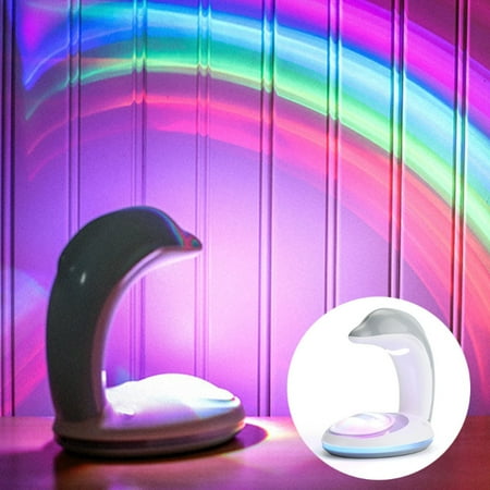 

Rainbow Color Dophin Pattern Projector Light - USB Powered Rainbow Light Color Changing Mood Night Light
