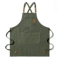 thumbnail image 4 of Waterproof Oxford Cloth Work Apron Heavy Duty Garden Apron with Tool Organizer Pockets and Comfortable Adjustable Straps for Men and Women, Dark Green, 4 of 4