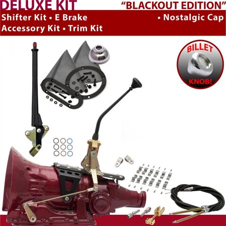 American Shifter 700R4 Shifter Kit Black 10 in. E Brake Cable Clamp Clevis Trim Kit for EF91C