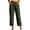 Army Green, variant on Capri Pants for Women Straight Leg Elastic Waist Comfy Cotton Blend Lounge with Pockets Khaki Loose Cropped Size L
