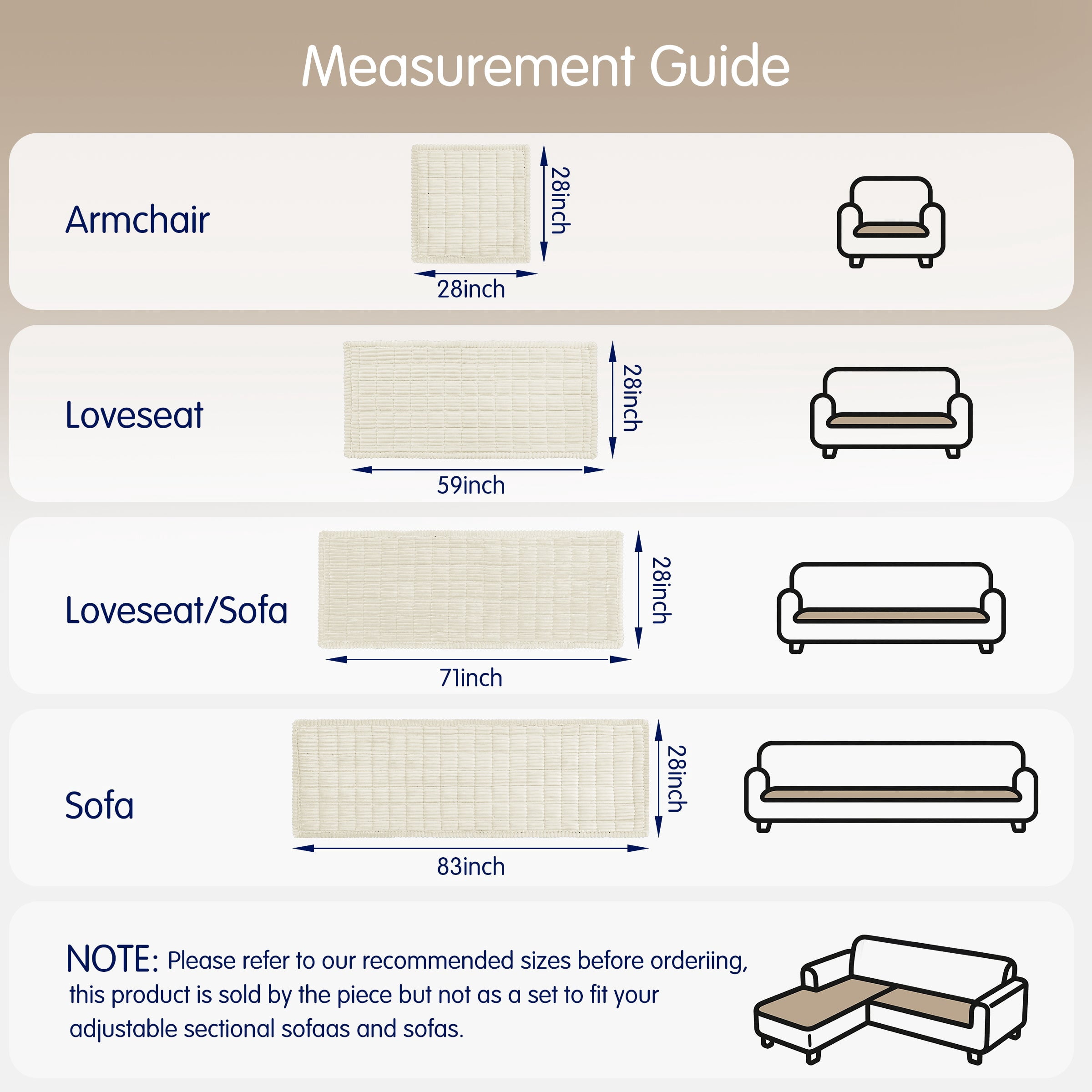 Subrtex Soft Couch Cover for Dogs, Washable Pet Friendly Couch Covers , Non Slip and Thick Sofa Slipcover, Furniture Protector Mat Blanket for Pets(28x83,Ivory)