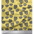 thumbnail image 1 of Soimoi Yellow Velvet Fabric Life Begins After Coffee Text Fabric Prints By Yard 58 Inch Wide, 1 of 5