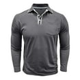 thumbnail image 5 of Mens Golf Polos Shirts,Solid Color Cotton Long Sleeved Turndown Button Henley Shirt Office Casual Business Blouses Outdoor Tennis Tops Men Fall Winter Basic Tees with Pocket, 5 of 7