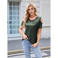 thumbnail image 2 of Women Sparkly Shirt Party Top Shirts Glitter Cold Shoulder V Neck Blouses Evening Club Outfits Green L, 2 of 8