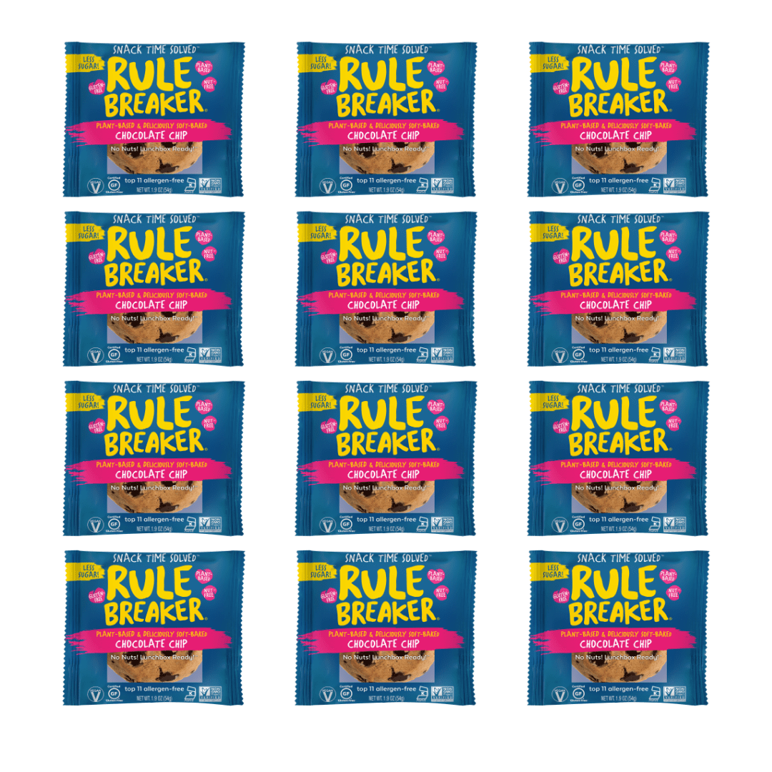 Rule Breaker Snacks Chocolate Chip Blondie 12-Pack | Vegan, Gluten-Free, Nut-Free, Top 11 Allergen-Free | Individually Wrapped 1.9-oz Blondies