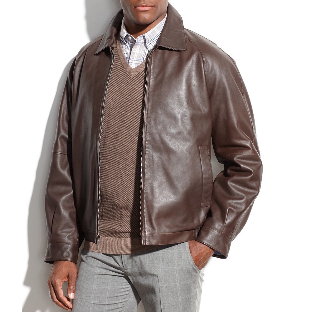 Perry Ellis Perry Ellis NEW Brown Mens Size 2XL FullZip Motorcycle Leather Jacket Walmart