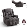 thumbnail image 3 of Ebello Manual Recliner Chair with Massage and Heat, Fabric Recliner with Cup Holders & Storage Pockets, Breathable Comfortable Lounger for Living Room, Gray (CR0424-D183), 3 of 10