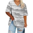 thumbnail image 3 of Hvyesh Womens Plus Size Tops Dressy Tie Dye Short Sleeve Shirts V Neck Tunic Blouses Going Out Blouses, 3 of 5