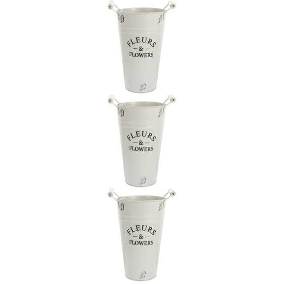 3 Count Garden Bucket Flower Plant Containers Buckets White