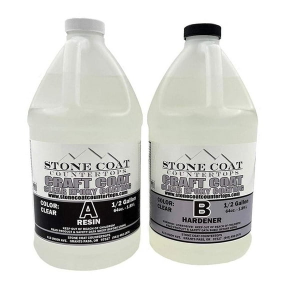 Craft Coat 1 Gallon Epoxy Kit (Stone Coat Countertops) Learn to Use Epoxy with a Low-Cost DIY Epoxy Resin Kit! Clear and Colorable! Great for Sample Boards, Arts and Crafts, and More!