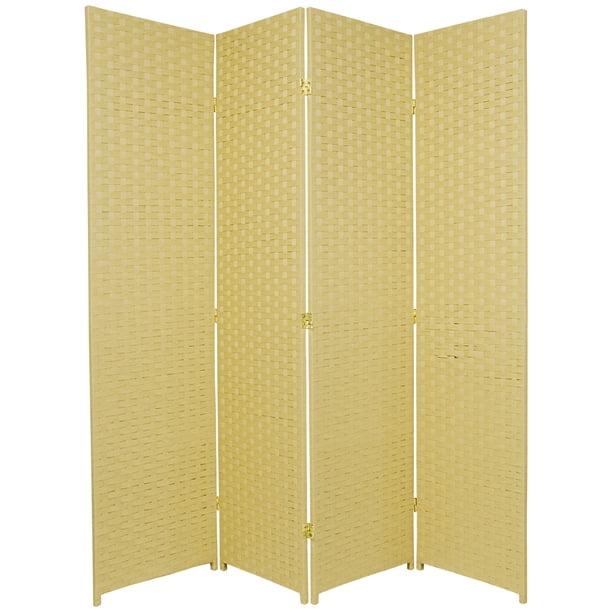 Oriental Furniture 6 ft. Tall Woven Fiber Room Divider 4 Panel Dark