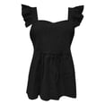 thumbnail image 4 of DHFJKG T Shirts For Women Cute Square Neck Sleeveless Ruffle Loose Fit Summer Beach Crop Top Flared Hem Trendy Tops, 4 of 5