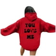 thumbnail image 1 of GPOECD Women's Plus Size Solid Color Casual Print Hoodie and Sweatpants Two Piece Set Womens Sweatshirts 01_Red,XL, 1 of 7