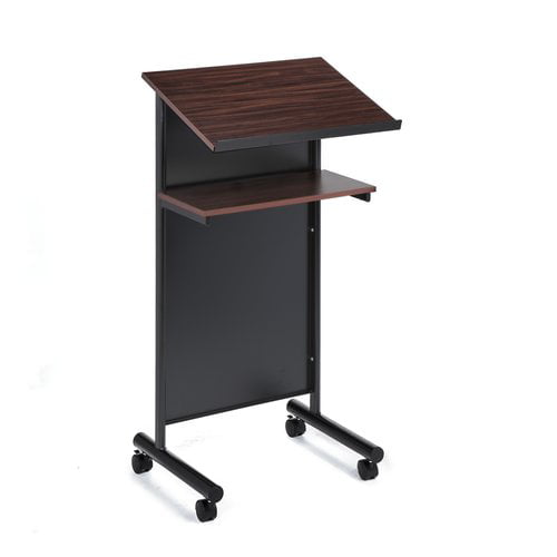 3 Styles Wheeled Lectern with Storage Shelf-Compact Standing Desk for Reading 
