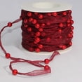 thumbnail image 2 of Burgundy Red Narrow Organdy Contemporary Craft Ribbon with Pearls 9.5mm x 27 Yards, 2 of 2