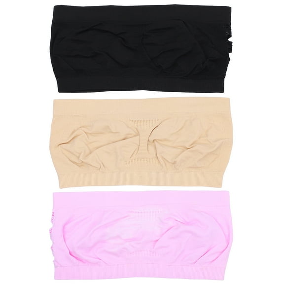 GOOHOCHY 3 Pcs Seamless Tops for Women Trendy Underwear Strapless 's Black